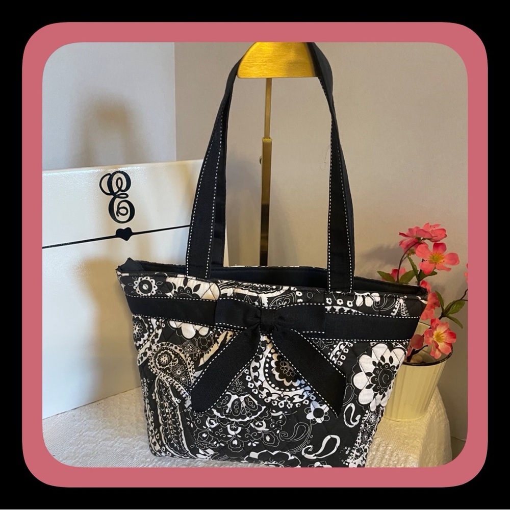 Bliss Black and White Floral Tote
